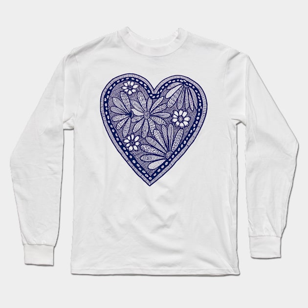 Flowers in a heart Long Sleeve T-Shirt by Puddle Lane Art